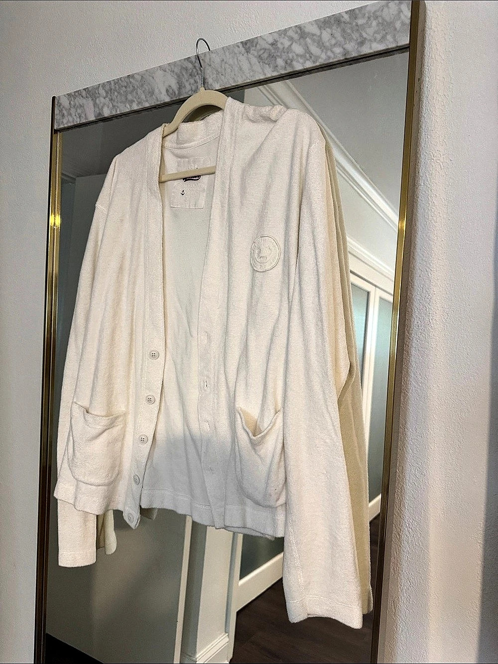 LBD Cotton Cardigan in White Size Medium mens